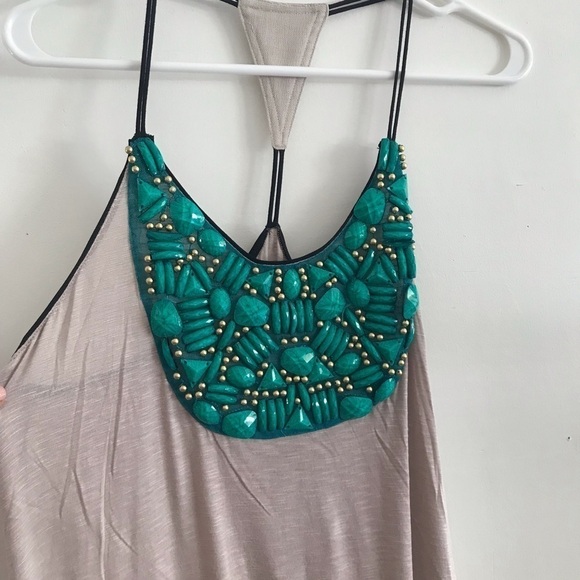 Maxidresss razor back summer es S festival taupe and green aplícate - Picture 4 of 5